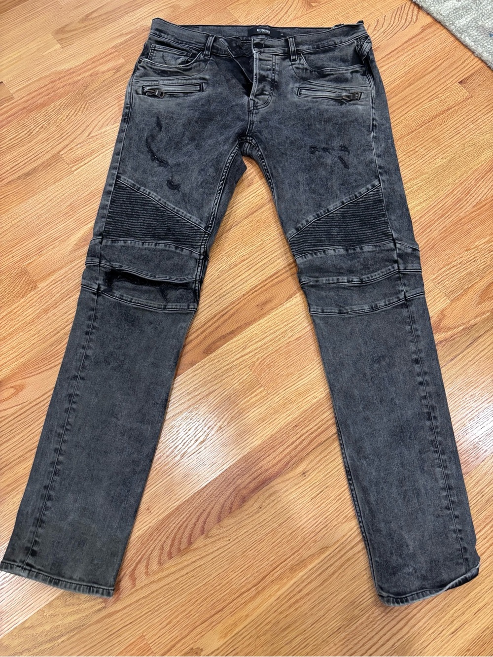 Hudson Jeans Men's Washed Black Skinny Moto Jeans